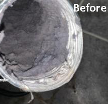 Side-by-side before and after photo of dirty and clean ductwork in O’Fallon Missouri